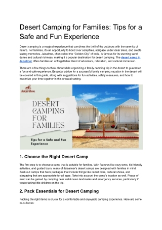 Desert Camping for Families_ Tips for a Safe and Fun Experience