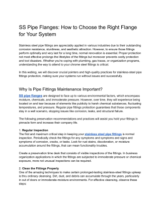 SS Pipe Flanges_ How to Choose the Right Flange for Your System