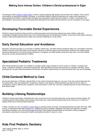 Ensuring Brilliant Smiles: Children's Dental practitioner in Elgin