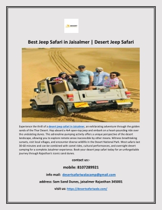 Best Jeep Safari in Jaisalmer