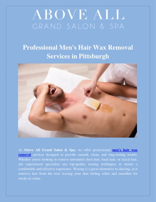 Professional Men's Hair Wax Removal Services in Pittsburgh