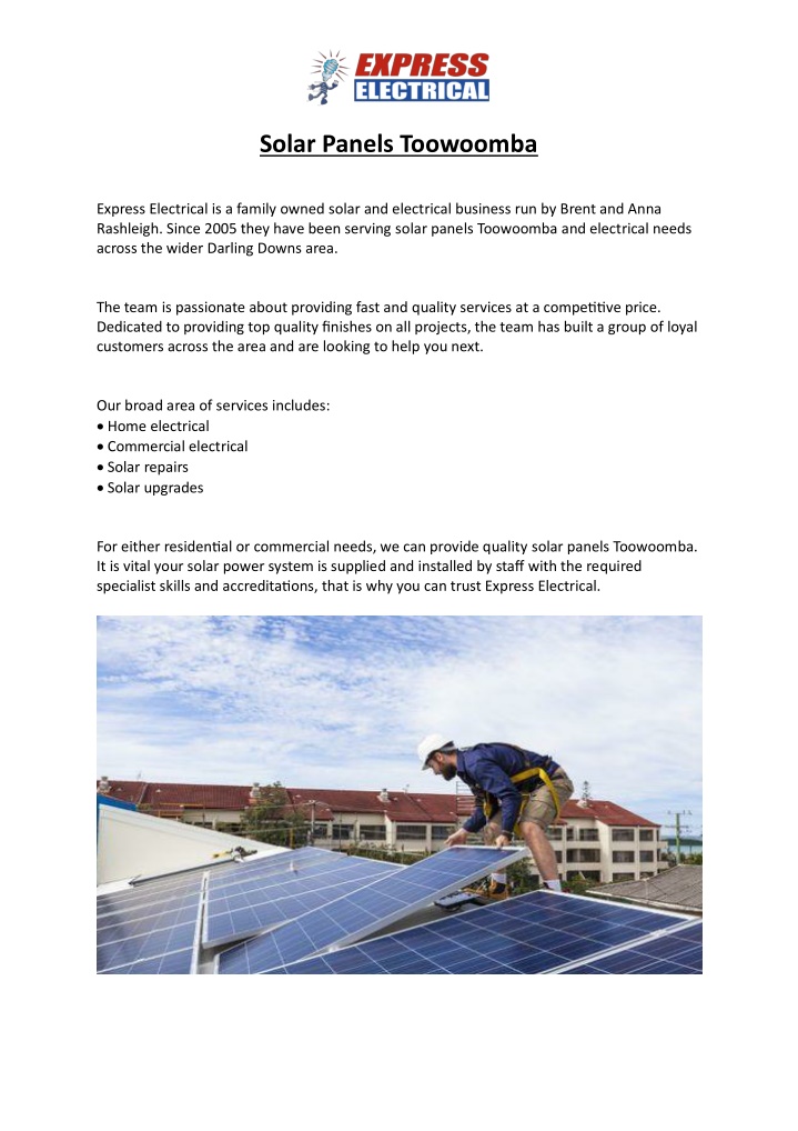 solar panels toowoomba