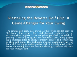 Mastering the Reverse Golf Grip A Game-Changer for Your Swing