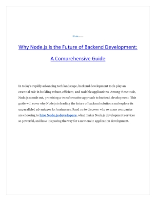 why node js is the future of backend development