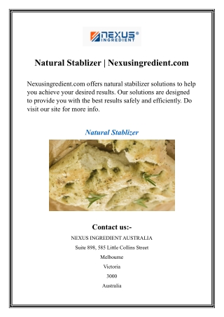 Natural Stablizer  Nexusingredient.com