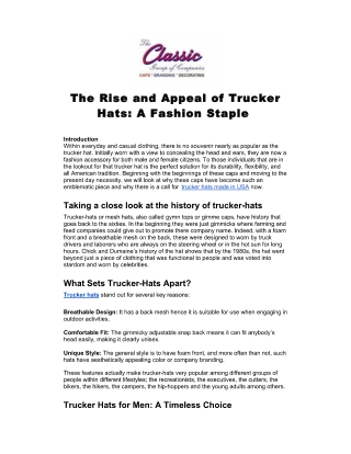 The Rise and Appeal of Trucker Hats A Fashion Staple