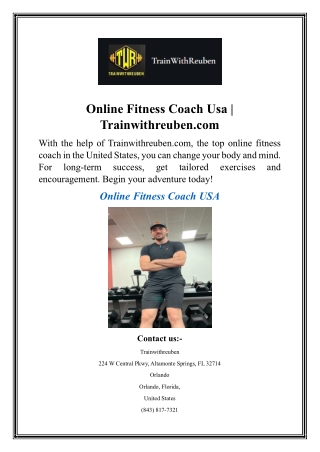 Online Fitness Coach Usa  Trainwithreuben.com