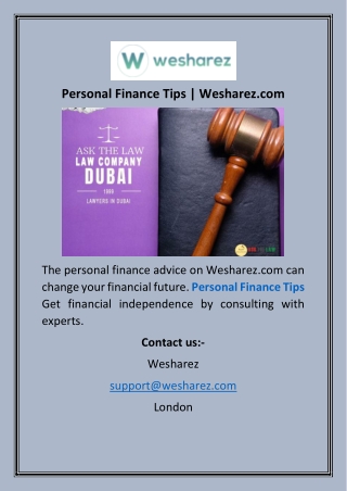 Personal Finance Tips  Wesharez
