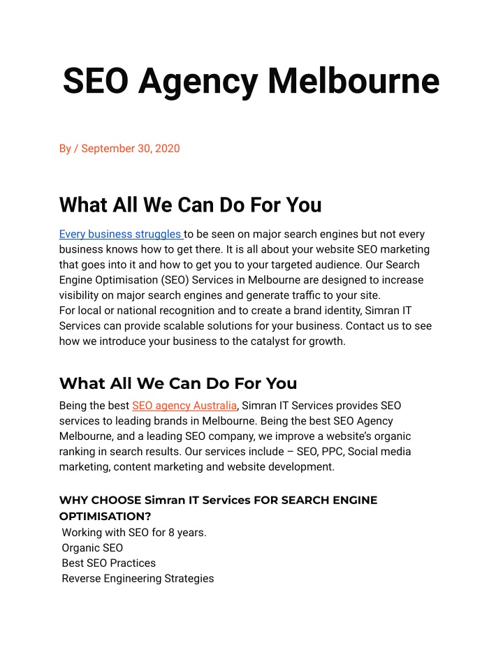 seo agency melbourne