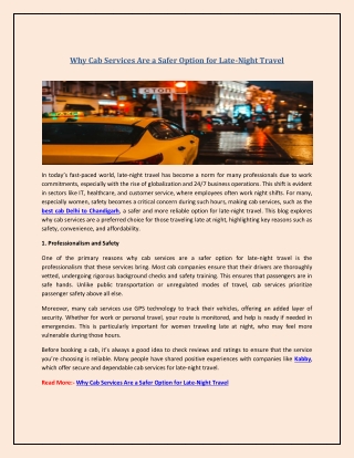 why cab services are a safer option for late