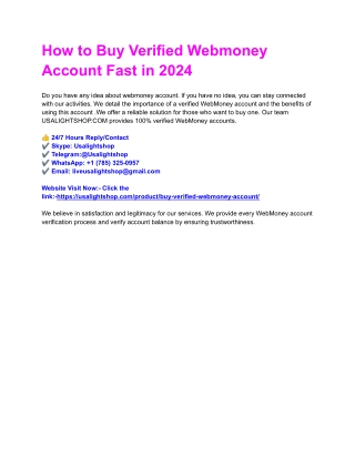 how to buy verified webmoney account fast in 2024