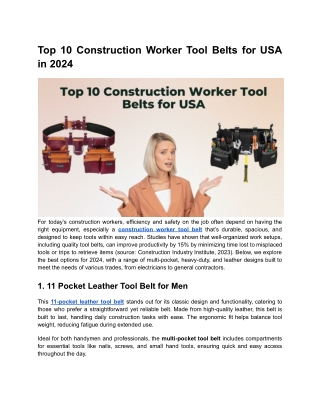 Construction Worker Tool Belts for USA