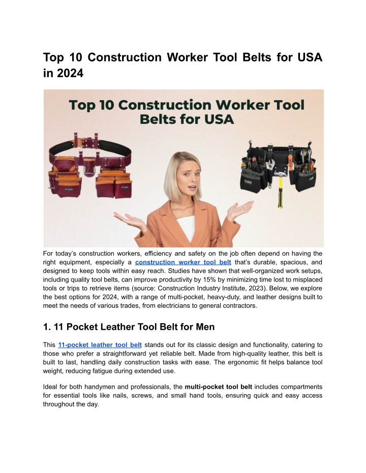 top 10 construction worker tool belts