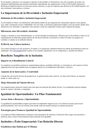 Cómo la Diversidad Aumenta la Resiliencia Organizacional