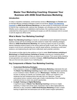 Master Your Marketing Coaching Empower Your Business with AKB2 Small Business Marketing