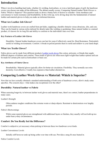 Comparing Leather Job Gloves vs Material: Which transcends?