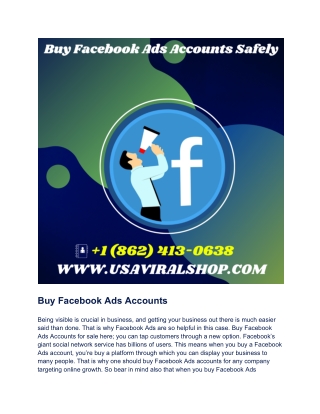 Buy Facebook Ads Accounts