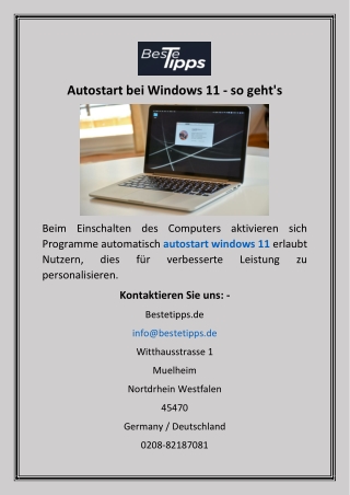 Autostart bei Windows 11 - so geht's