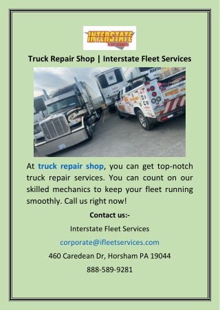 Truck Repair Shop  Interstate Fleet Services