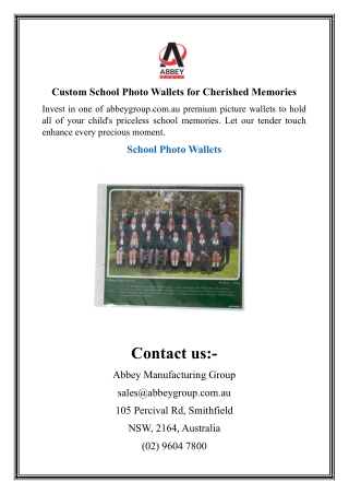 Custom School Photo Wallets for Cherished Memories