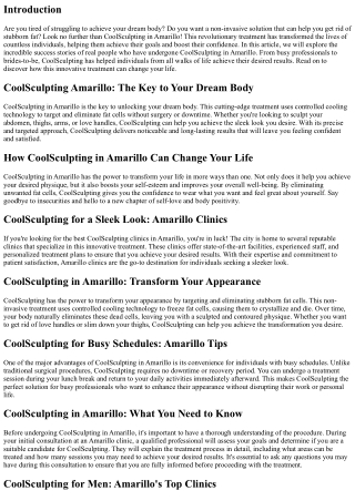 Real People, Real Results: CoolSculpting Success Stories from Amarillo