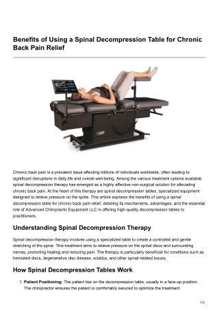 Benefits of Using a Spinal Decompression Table for Chronic Back Pain Relief