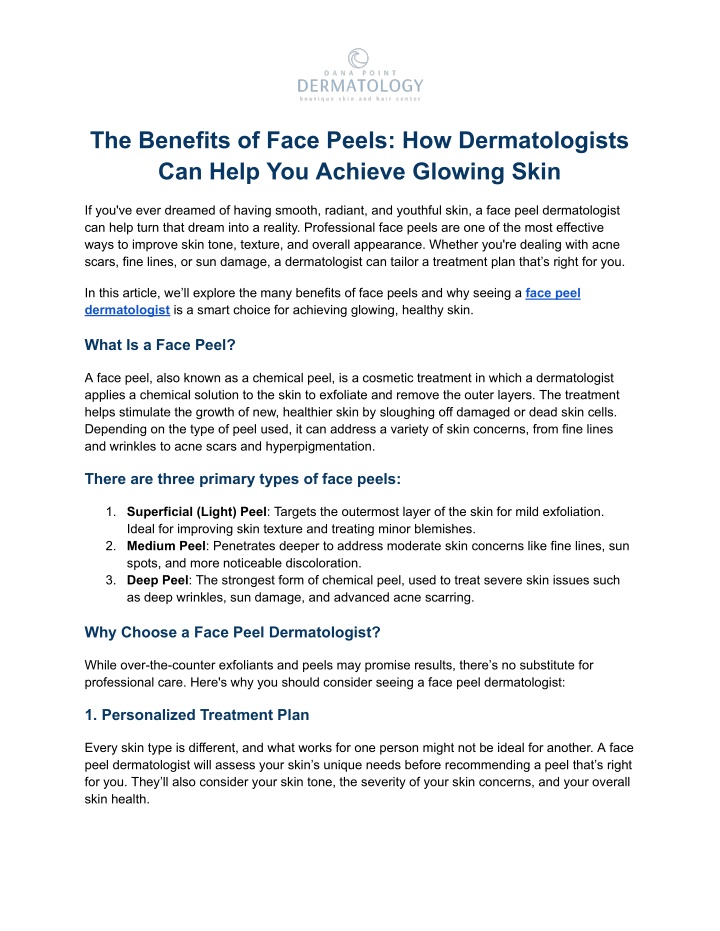 the benefits of face peels how dermatologists