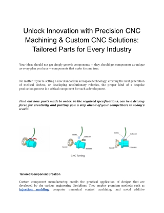 Unlock Innovation with Precision CNC Machining & Custom CNC Solutions_ Tailored Parts for Every Industry