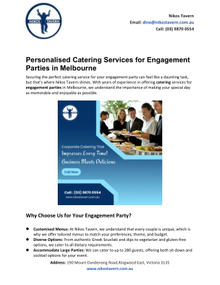 Personalised Catering Services for Engagement Parties in Melbourne