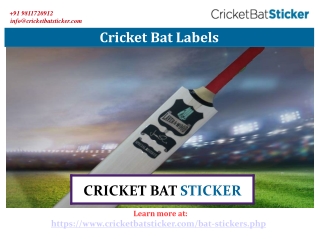 Cricket Bat Labels