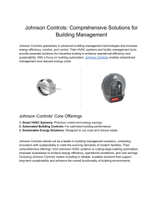 Johnson Controls_ Comprehensive Solutions for Building Management