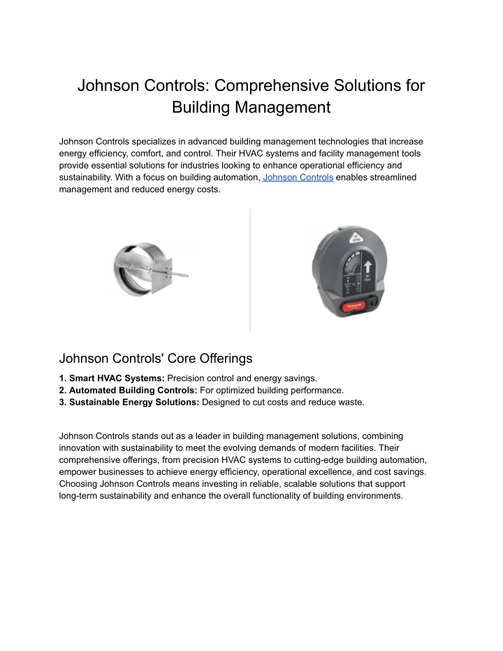 johnson controls comprehensive solutions