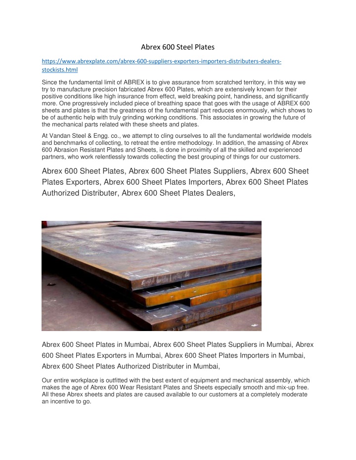 abrex 600 steel plates