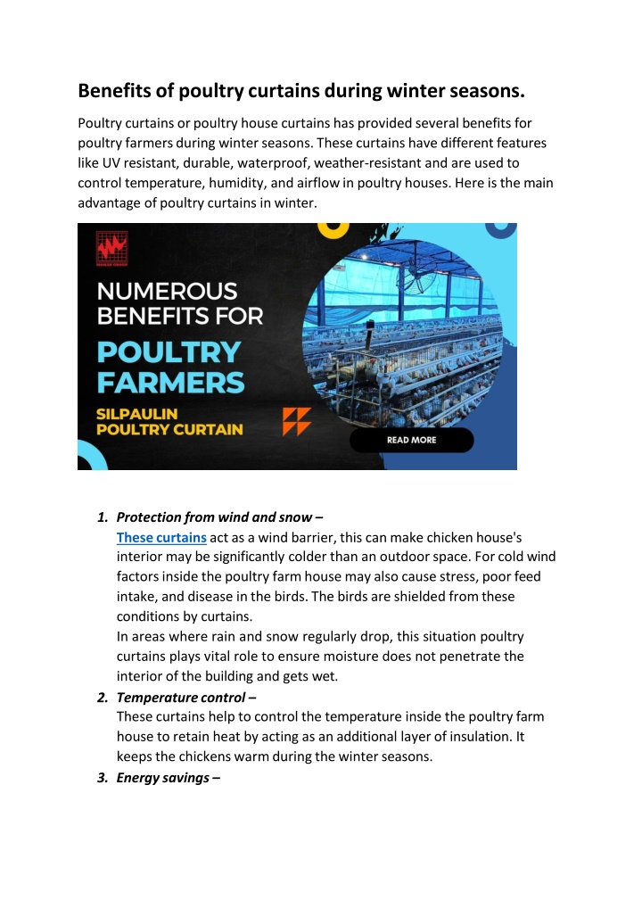 benefits of poultry curtains during winter