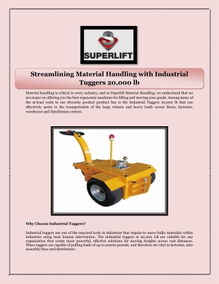 Streamlining Material Handling with Industrial Tuggers 20,000 lb