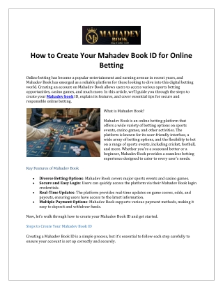 How to Create Your Mahadev Book ID for Online Betting