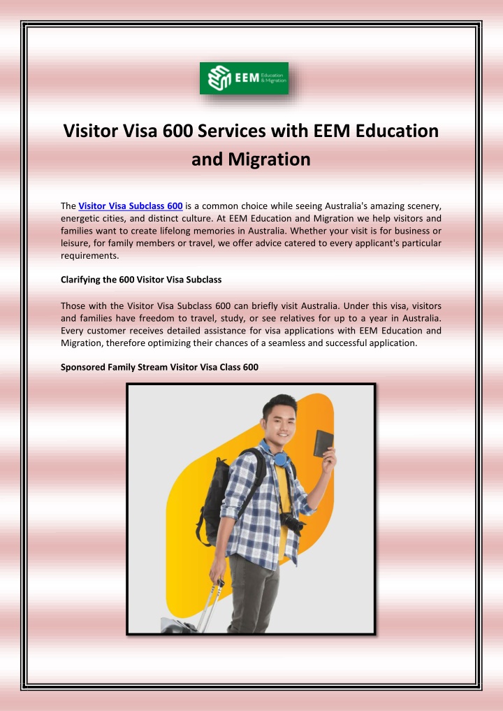 visitor visa 600 services with eem education