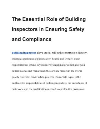 the essential role of building