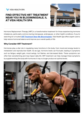 HRT Treatment Near Me in Bloomingdale - Vida Health Spa