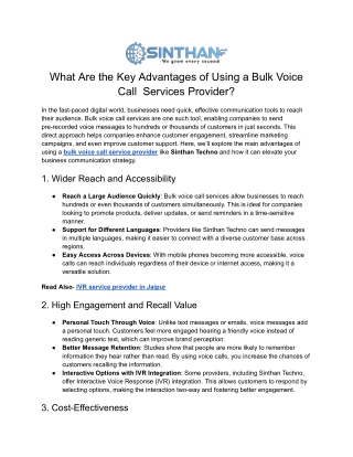 What Are the Key Advantages of Using a Bulk Voice Call  Services Provider