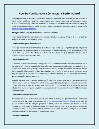 how do you evaluate a contractor s performance