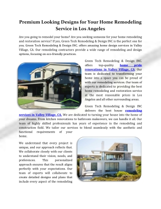 Premium Looking Designs for Your Home Remodeling Service in Los Angeles