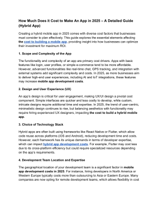 How Much Does it Cost to Make An App in 2025 – A Detailed Guide (Hybrid App)