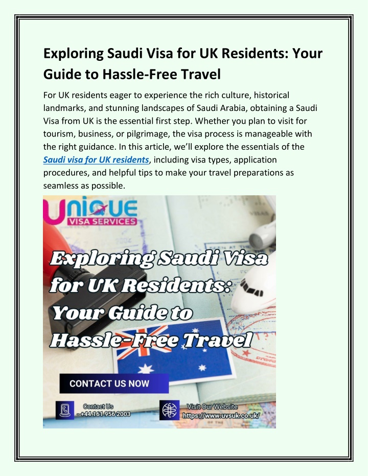 exploring saudi visa for uk residents your guide