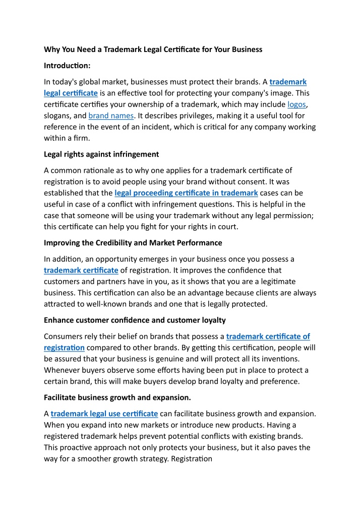 why you need a trademark legal certificate