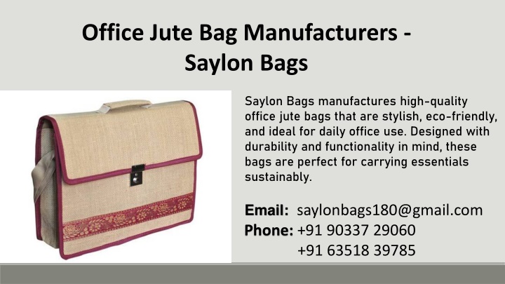 office jute bag manufacturers saylon bags