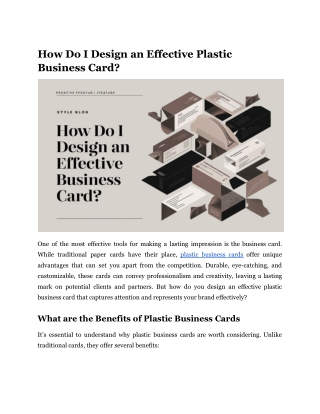 how do i design an effective plastic business card