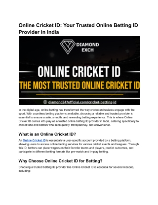 Online Cricket ID_ Your Trusted Online Betting ID Provider in India