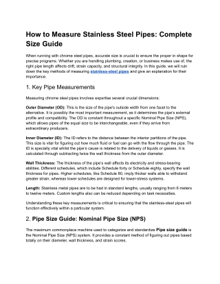How to Measure Stainless Steel Pipes_ Complete Size Guide