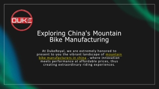 Explore Premium Mountain Bike Manufacturers in China with Duke Royal